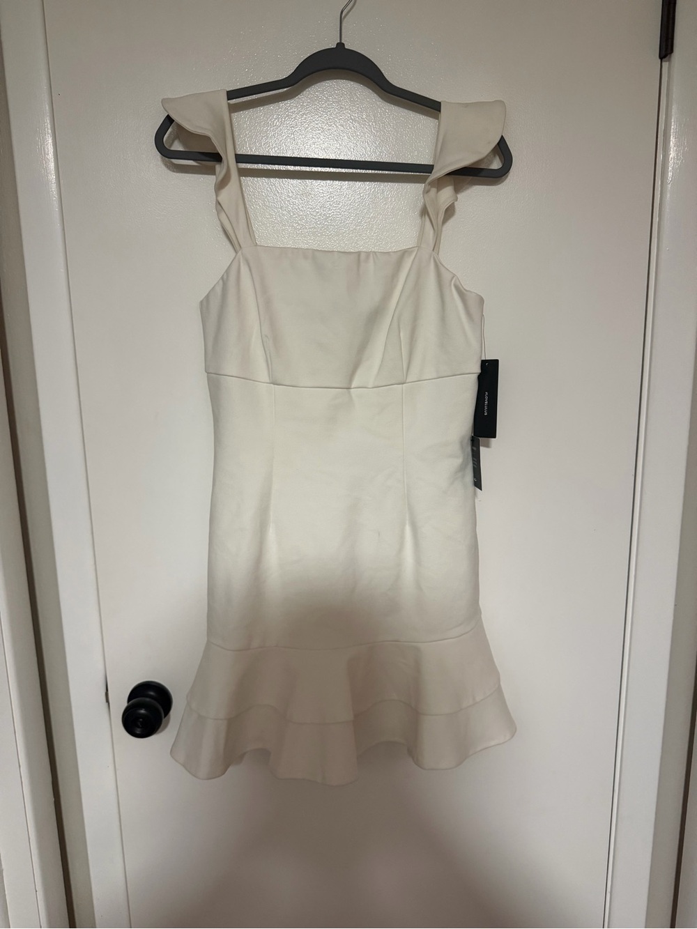 Lulu's Cream Ruffle-Hem Mini Dress